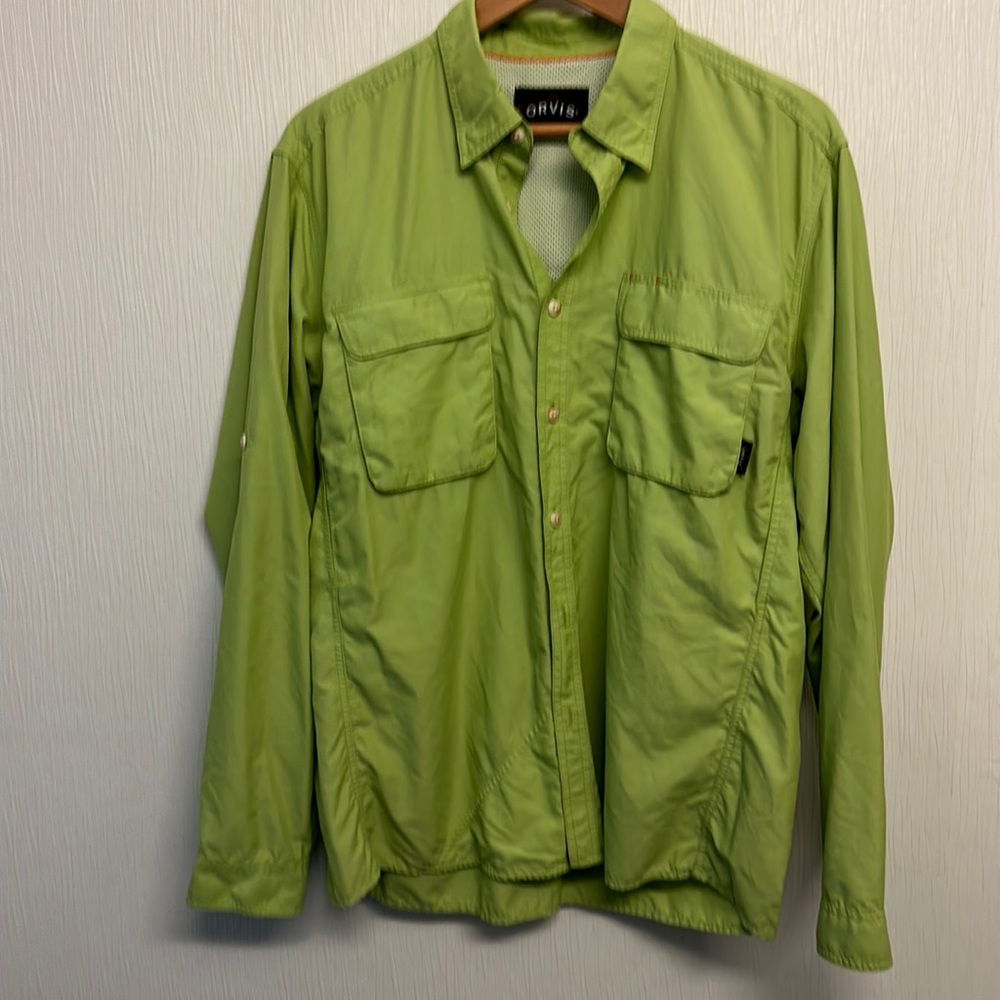 Used Orvis L men’s L/S green lightweight shirt.